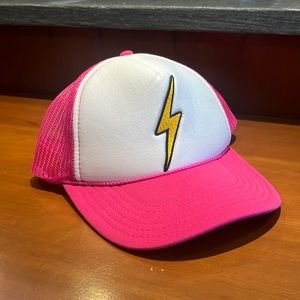 Aviator Nation Vintage Bolt Trucker Hat in Pink and White